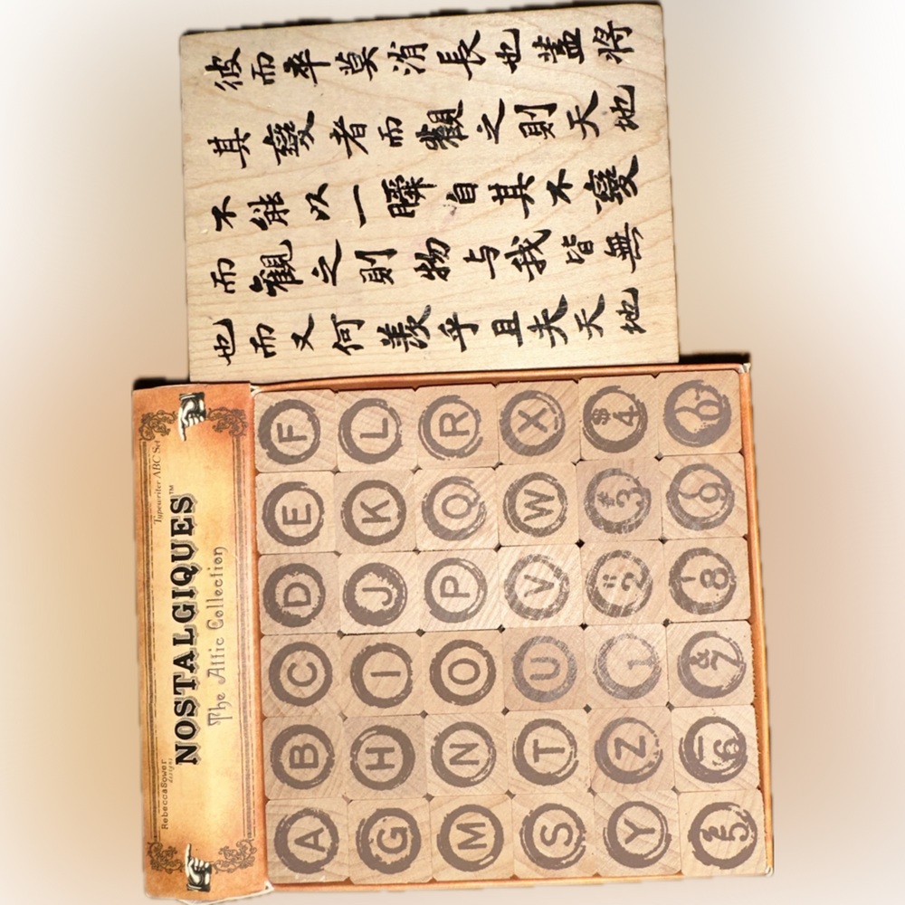 Alphabet Letter Number Rubber Stamp Set & Calligraphy Script Block Lot - Picture 3 of 4